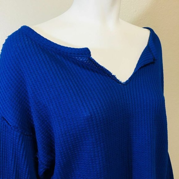 FREE PEOPLE XS Women's Shirt V-neck Blue 3/4s - Picture 7 of 8